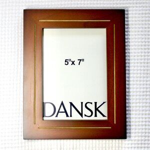 NWT Dansk Vintage 90's Dark Cherry Wood with Brass Accent 5x7" Picture Frame